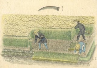 当時の農作業：宮崎惣三郎画